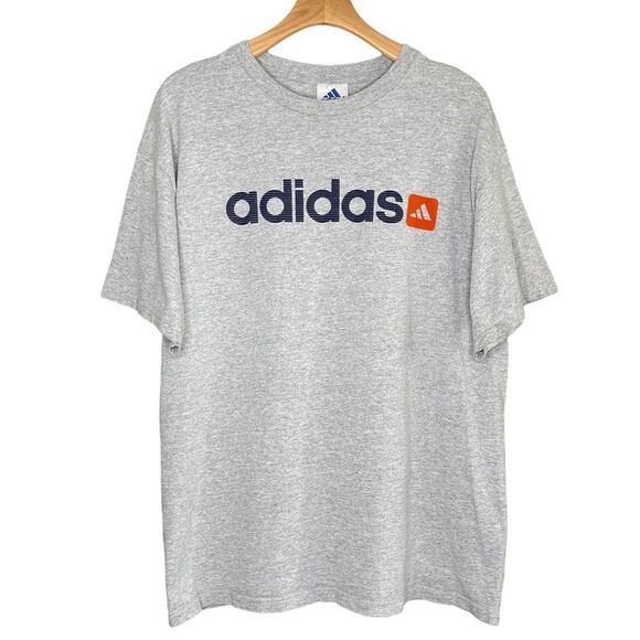 Vintage Y2K Adidas Short Sleeve Grey T-Shirt Sz L - Picture 1 of 4
